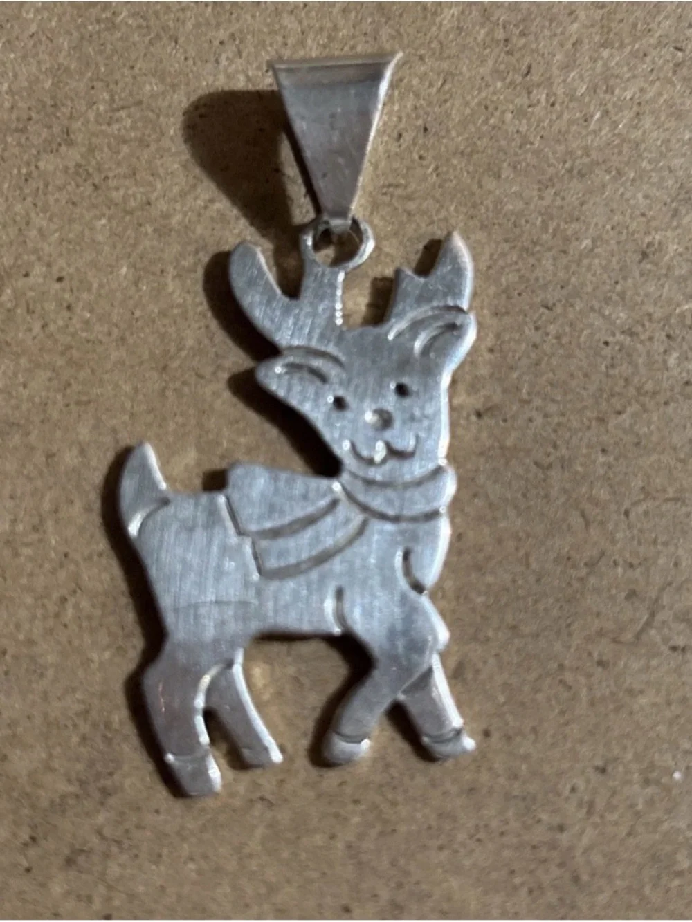 Vintage 925 Mexico Silver Reindeer 2 1/2 Inches Pendant
